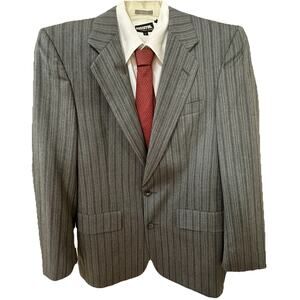 VTG Christian Dior Monsieur 40R Pinstripe Blazer 100% Virgin Wool Silk C D Tie